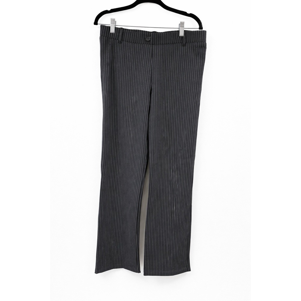Betabrand Black White Pinstripe Women Sz Large Petite Dress Yoga Pant Skinny